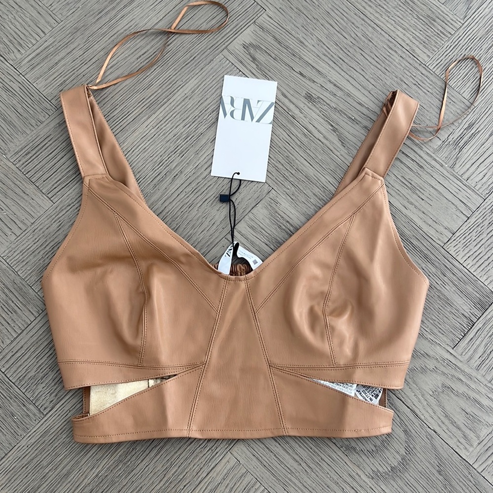 Zara faux leather crop top